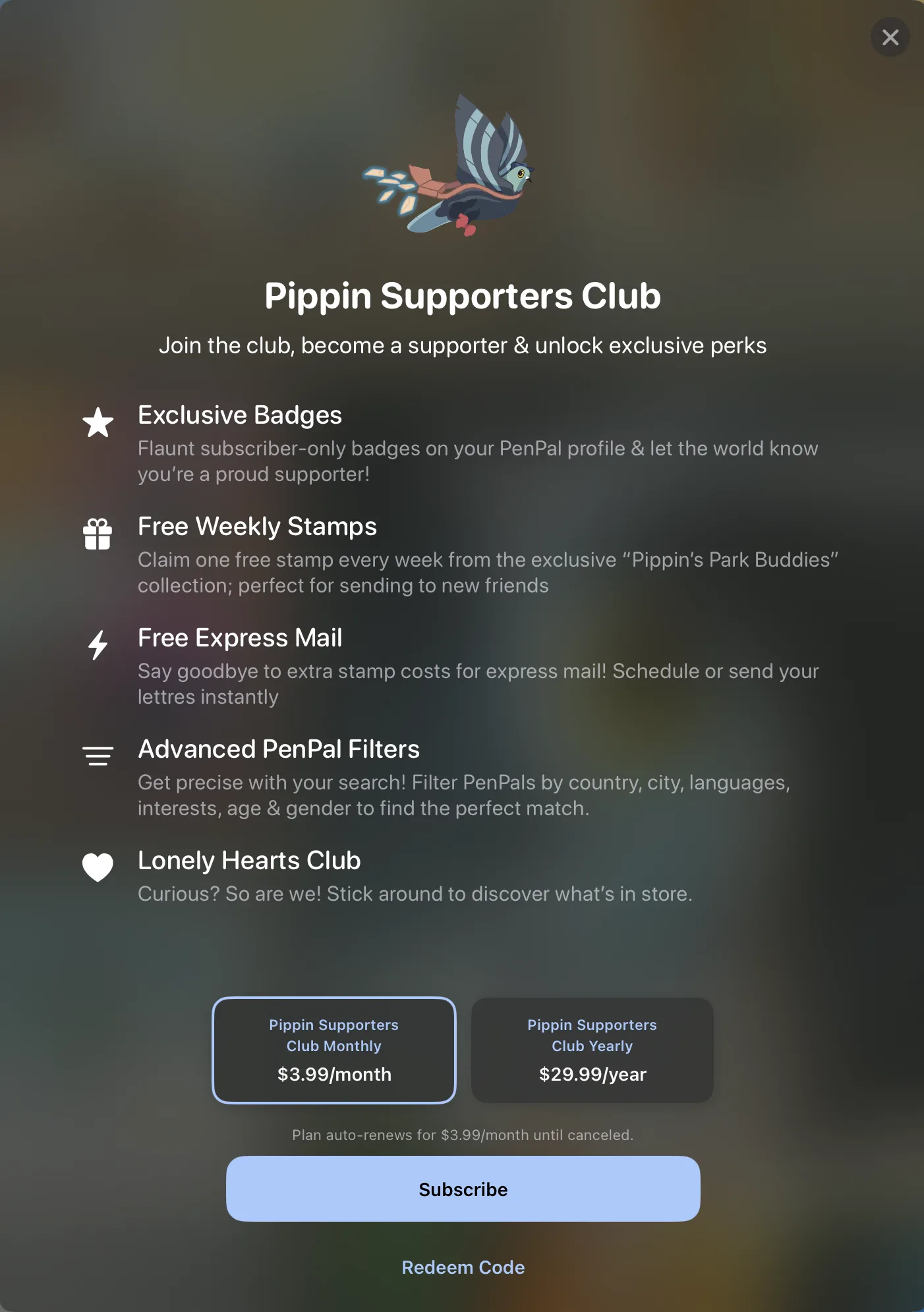 Details about the subscription