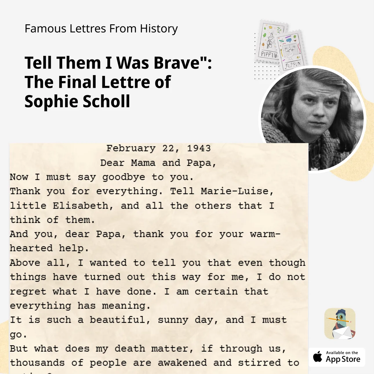 Rendition of Sophie Scholl’s last words