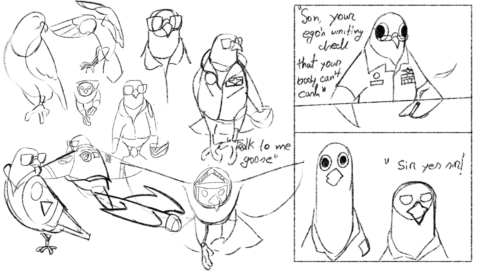 Concept Sketches of Maverick & Goose by _airow