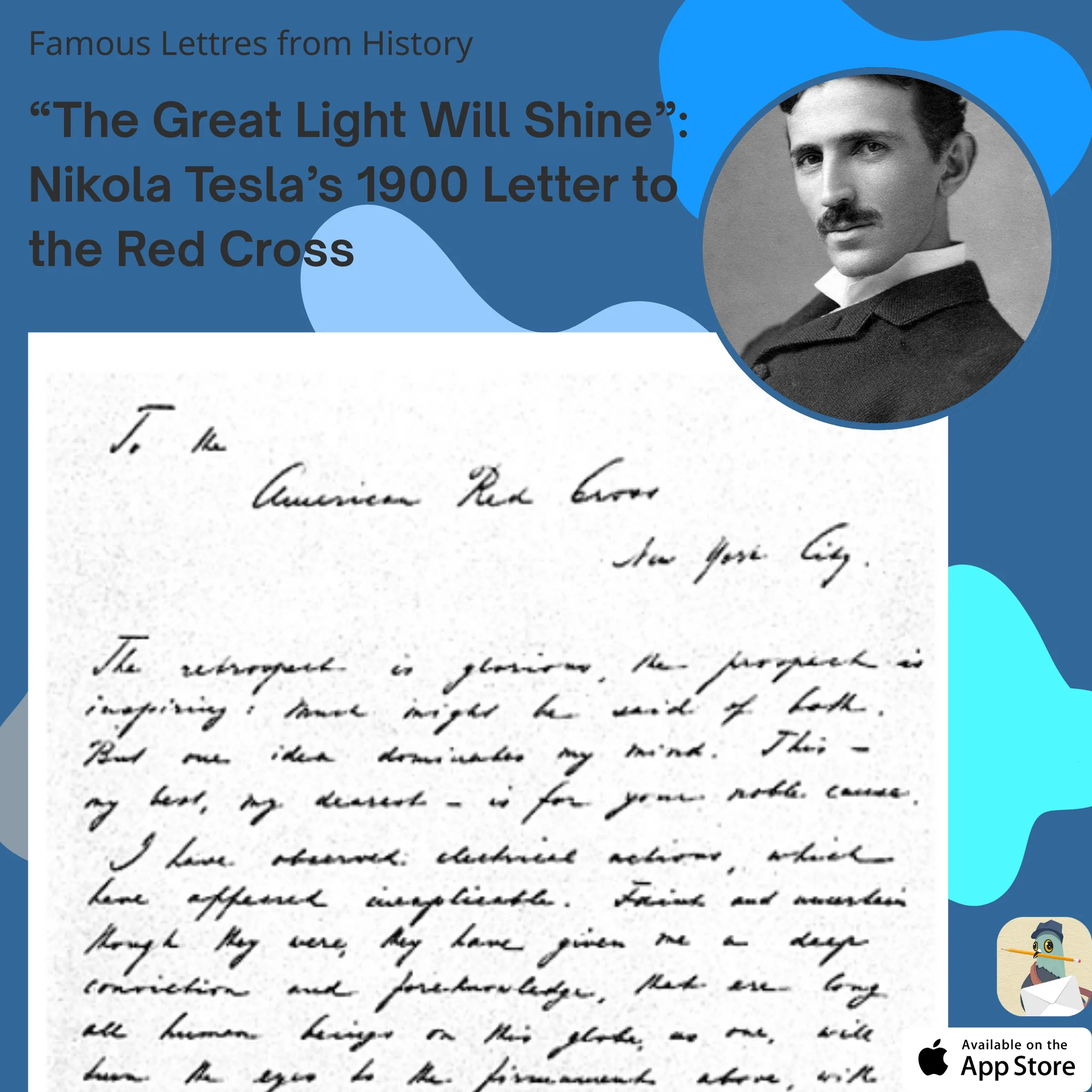 Addressed to the American Red Cross, today we find more about Nikola Tesla’s historic lettre